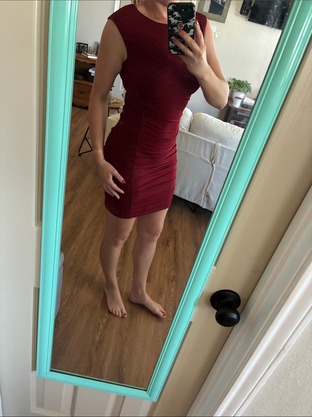 Moda Int'l Ruched Tight Dress ~ Deep Rich Red